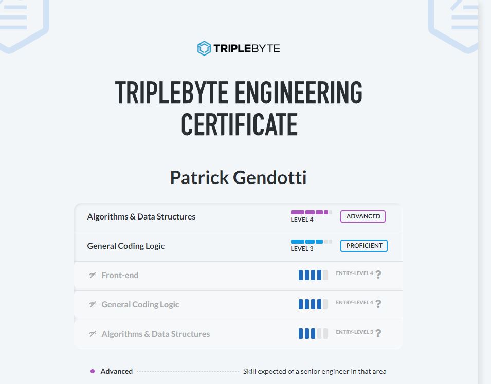 Triplebyte Engineering Certificate